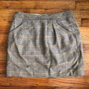 J.Crew | Brown Plaid/Tartan Wool Mini Skirt | Sz 8